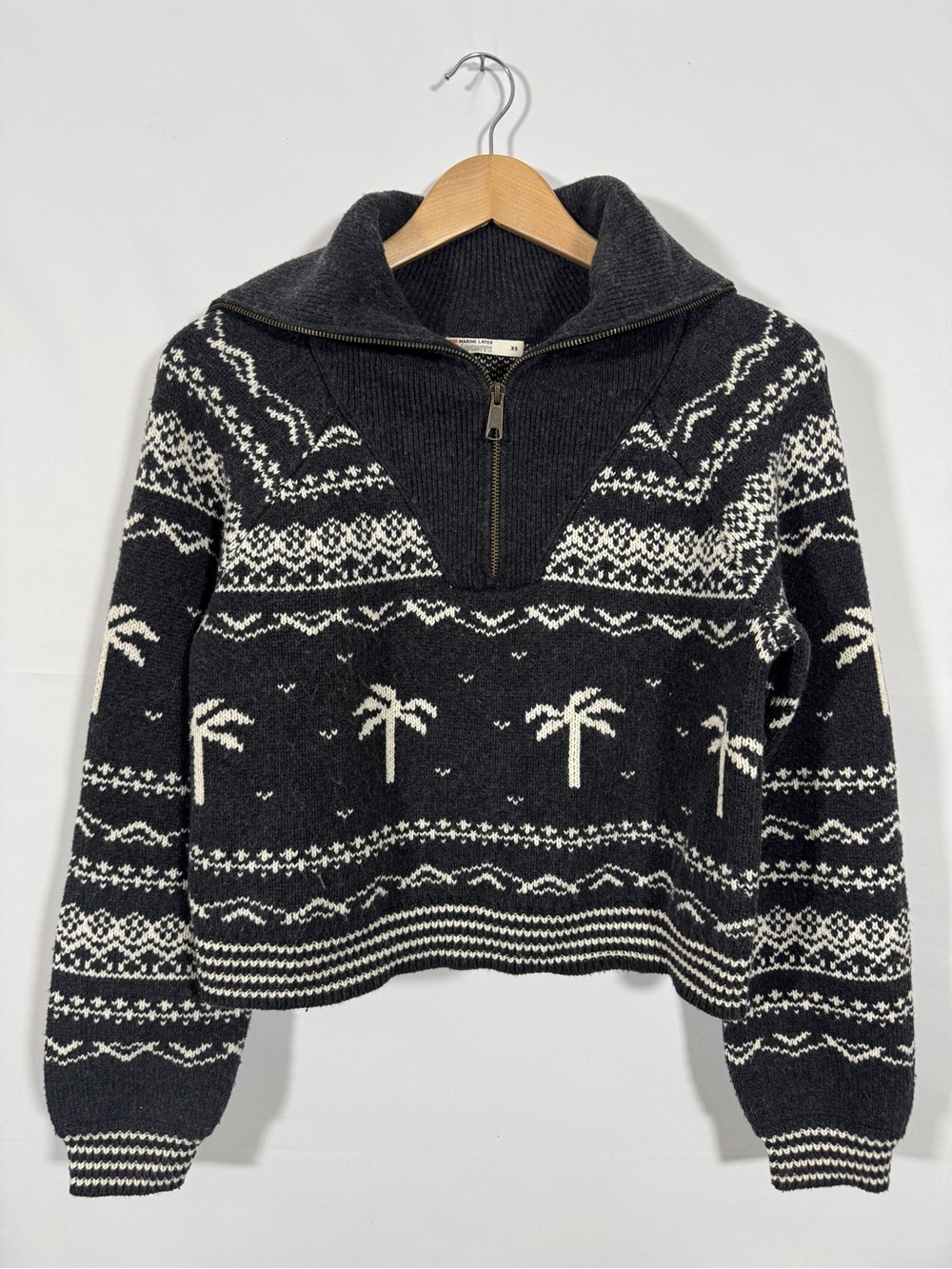 WSW1 {Marine Layer} "Archive Whitney 1/4 Quarter Zip Pullover" Gray Sweater Top